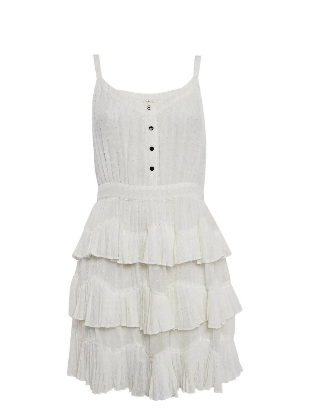 White Tiered Ruffle Sundress with Button Front